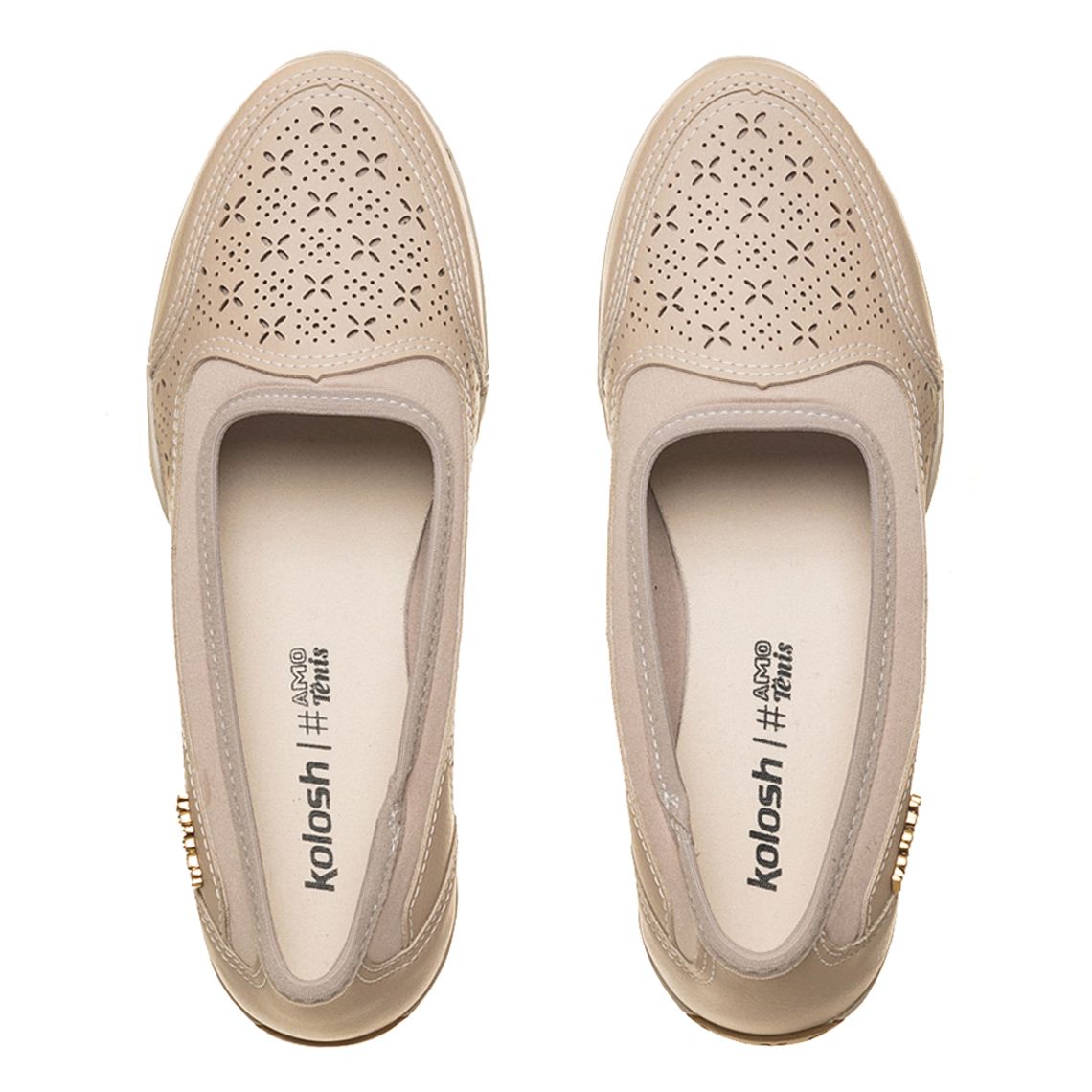 Tênis Kolosh Slip On Anabela Bege