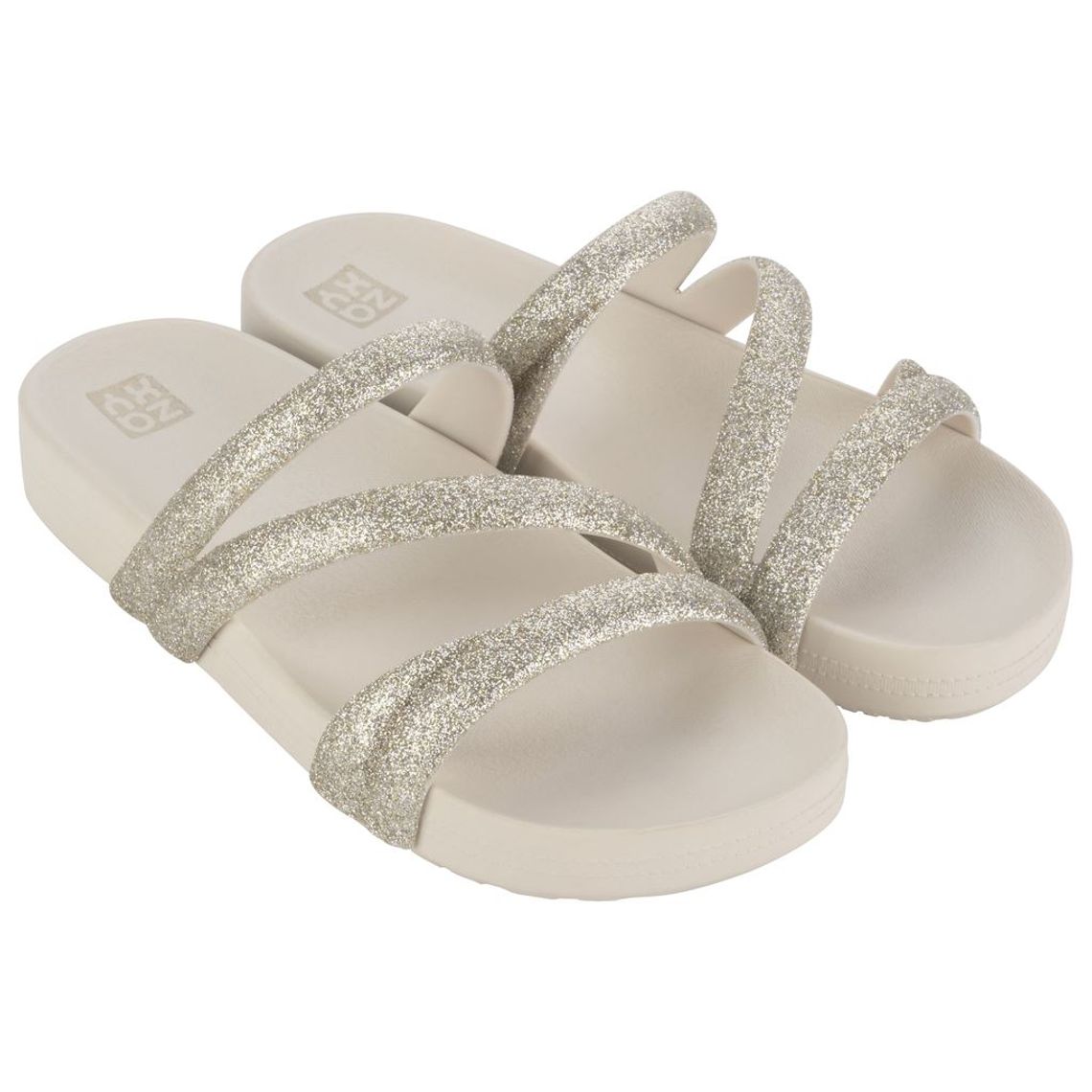 Rasteira Zaxy Glitter Flat Branco kallan