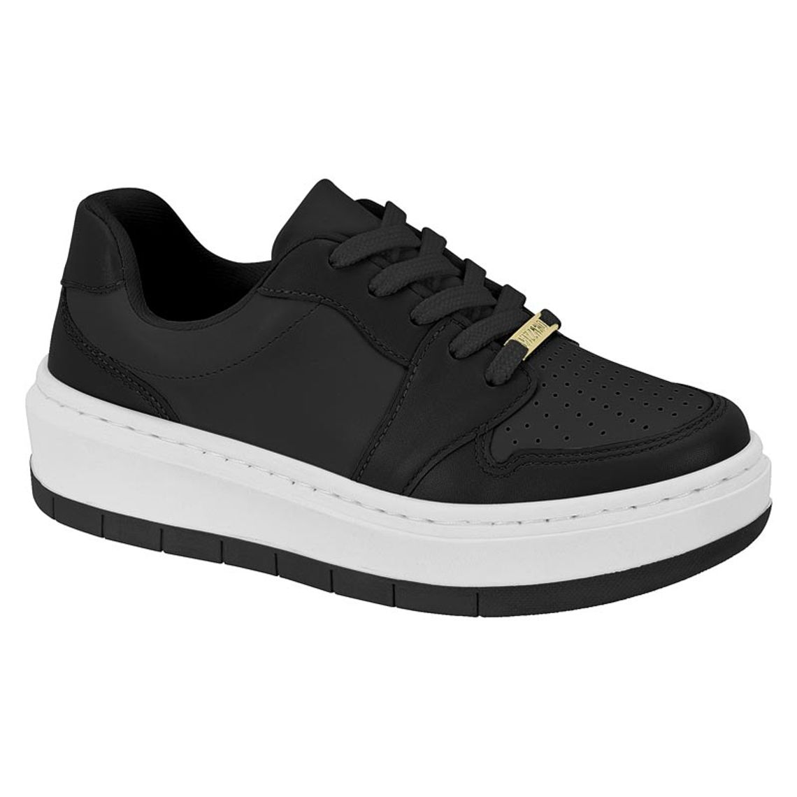 Sapatênis Outlet TÃªnis Vizzano Preto Feminino Tênis Casual Feminino  Vizzano 1214205 Em Napa Preto/dourado